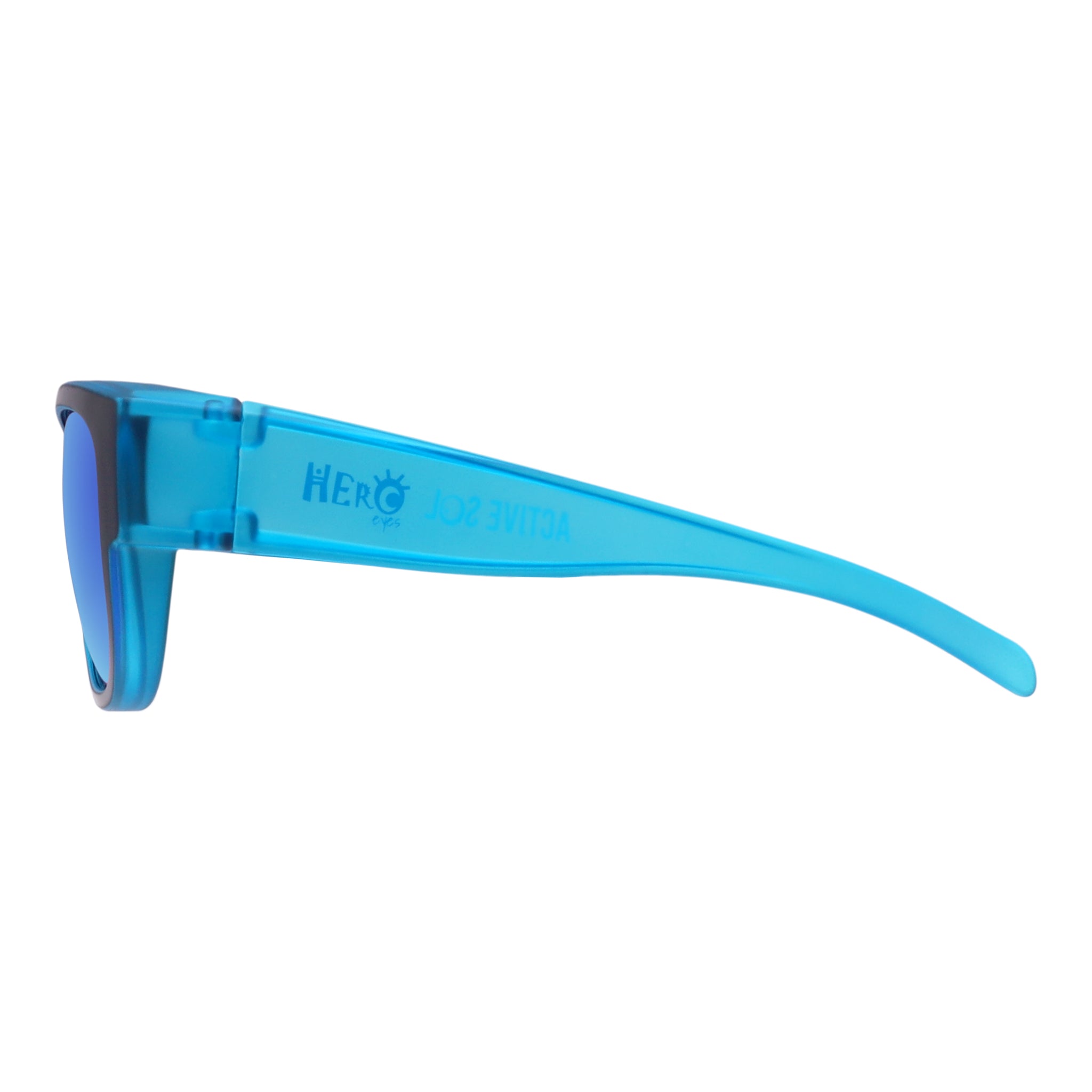 Kinder-Überzieh-Sonnenbrille HERO EYES, 5 – 10 Jahre , Blau verspiegelt , Brillenträger Jungen Lotus-Effekt Mädchen New Polarisiert Unisex UV400 Überzieh-Sonnenbrille